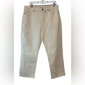 Loft Made & Loved Women's High Waist Straight Crop Ivory Off White Jeans - 14/32